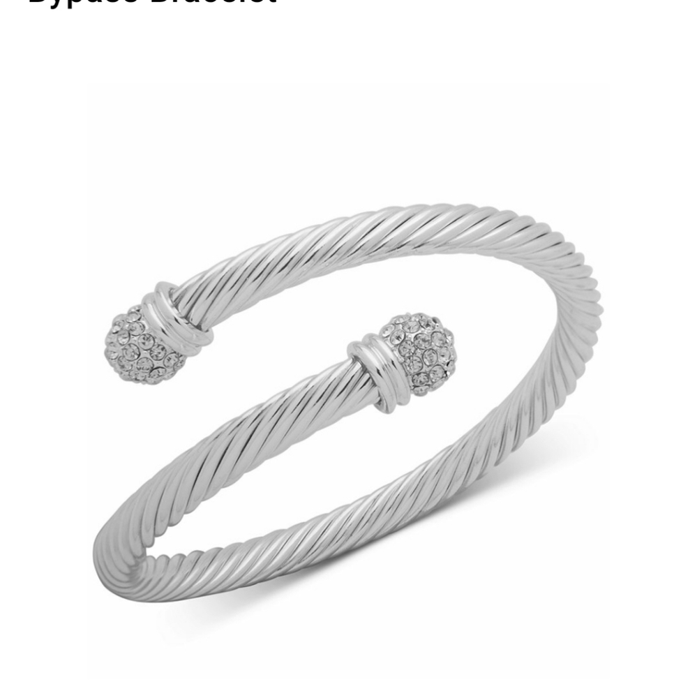 ANNE KLEIN SILVER TONE PAVE COILED ROPE BRACELET